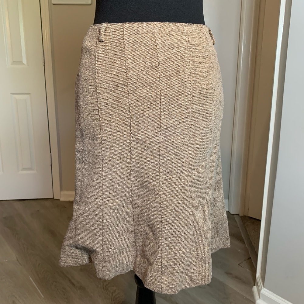 Womens Tweed A-Line Skirt - Neutral Beige